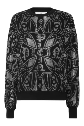 Fleece Sweatshirt Gothic Plein Strass