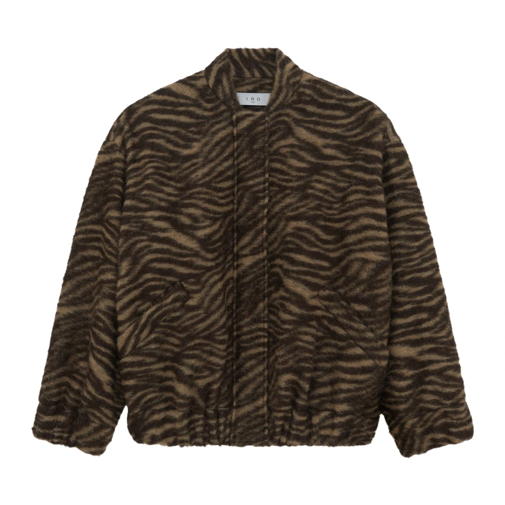 IRO Grafische Print Wollen Bomberjack Brown Dames