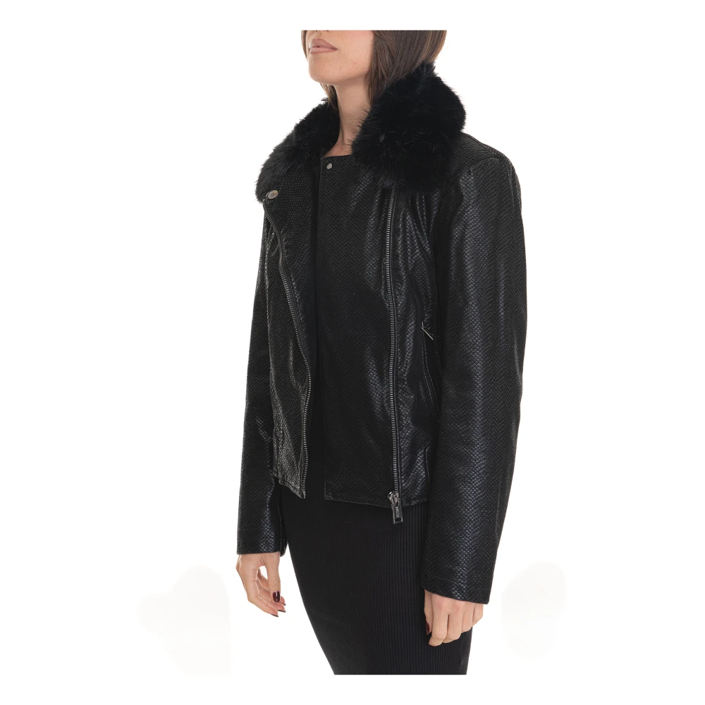 Guess Afneembare faux fur biker jack Black Dames