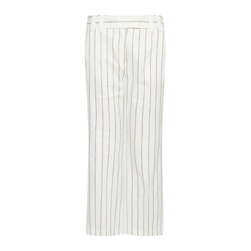 Marella Donna Bianco - Pantalone Flare In Lino E Cotone - Trousers - Xs