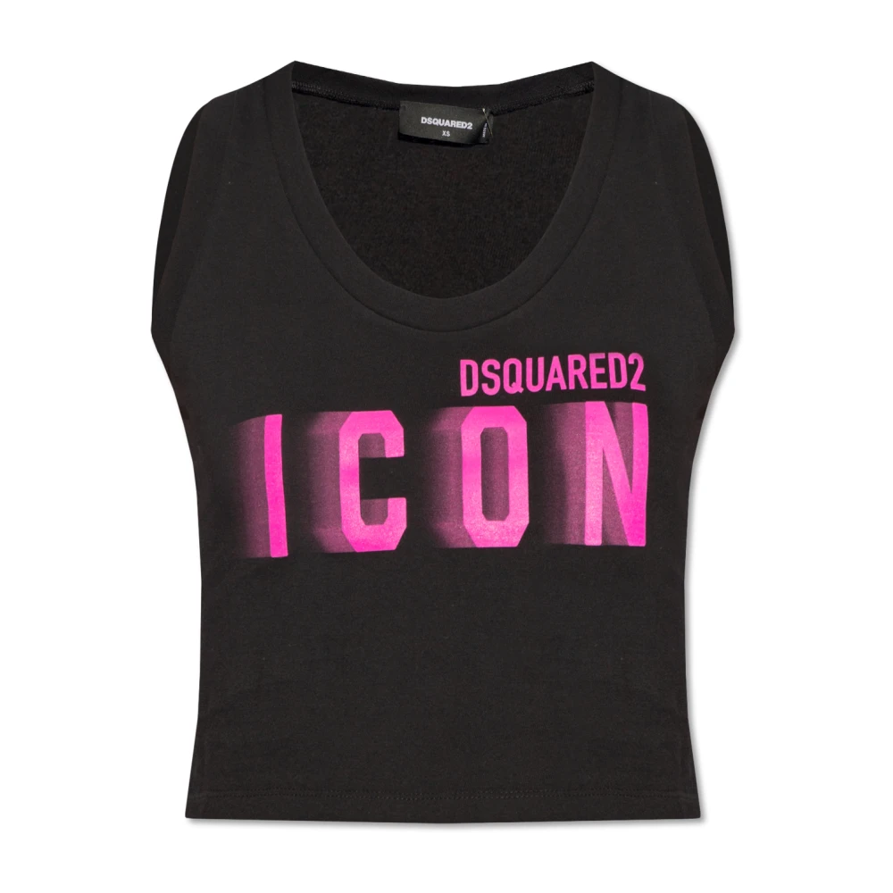 Dsquared2 Cropped top with logo Black Dames