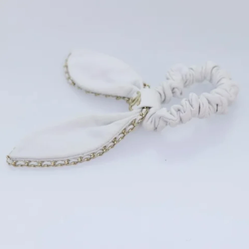Chanel Vintage Pre-owned Leather hair-accessories White Dames