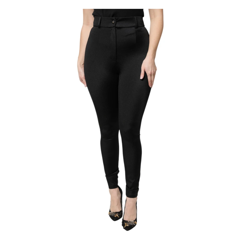 Dolce & Gabbana Women's Black High Waist Slim Fit Trousers - Skinny Trousers - M - Trousers