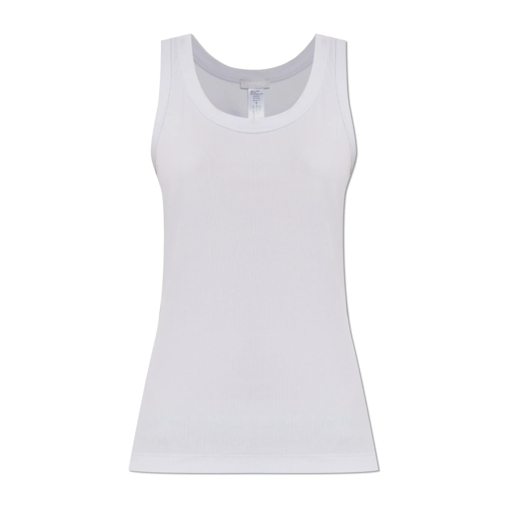 Hanro Kvinno Vit Toppar Dam, Xs, Bomull, Ribbad Top
