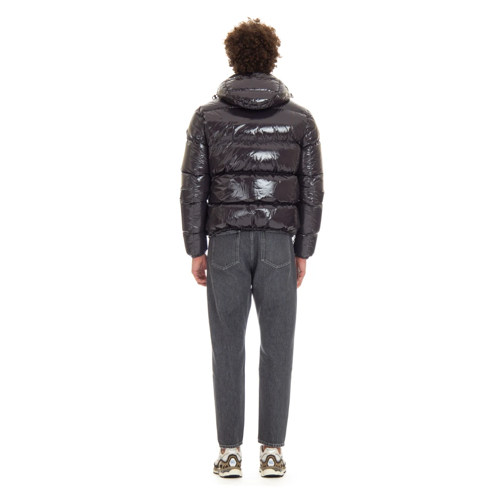 Herno Grijze Puffer Coat met Lak Effect Gray Heren
