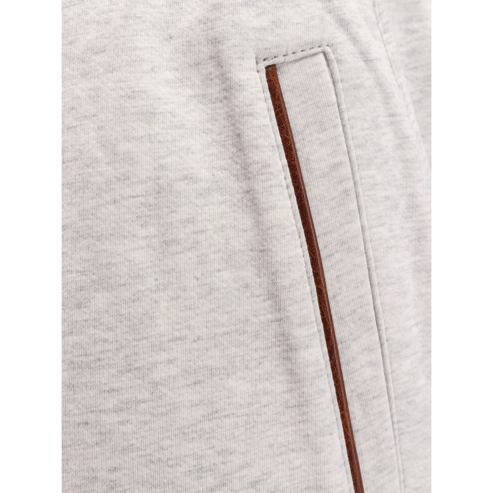 BRUNELLO CUCINELLI Leren Afwerking Katoenen Bermuda Shorts Gray Heren