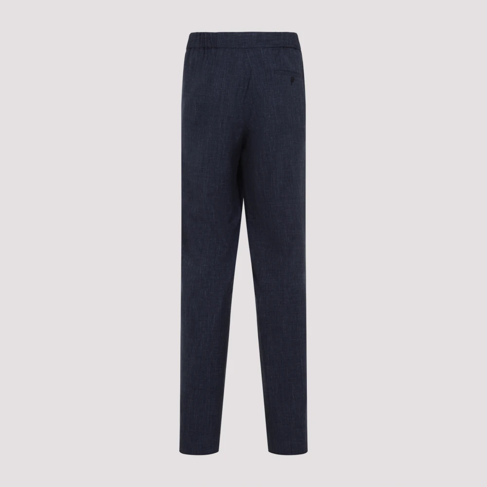 Giorgio Armani Blauwe Wol Linnen Zijden Broek Blue Heren
