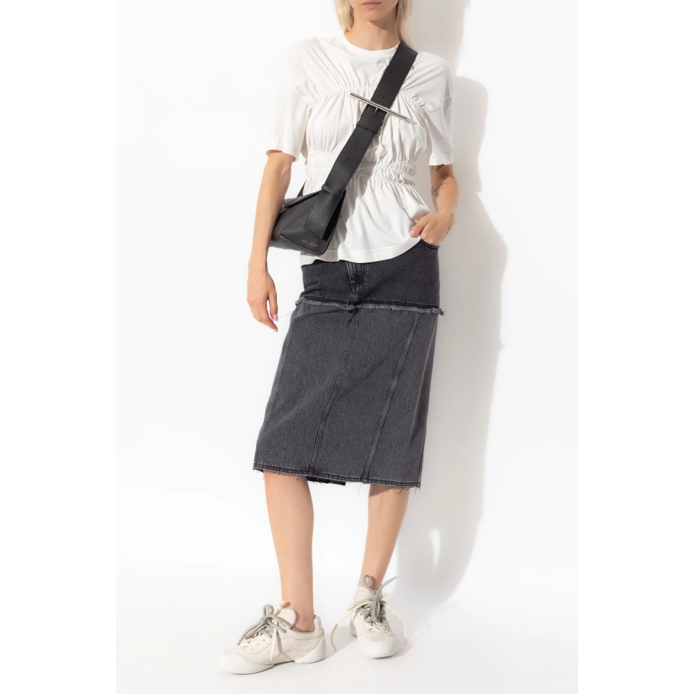 alexander mcqueen Denim Rok met Cut-Out Gray Dames