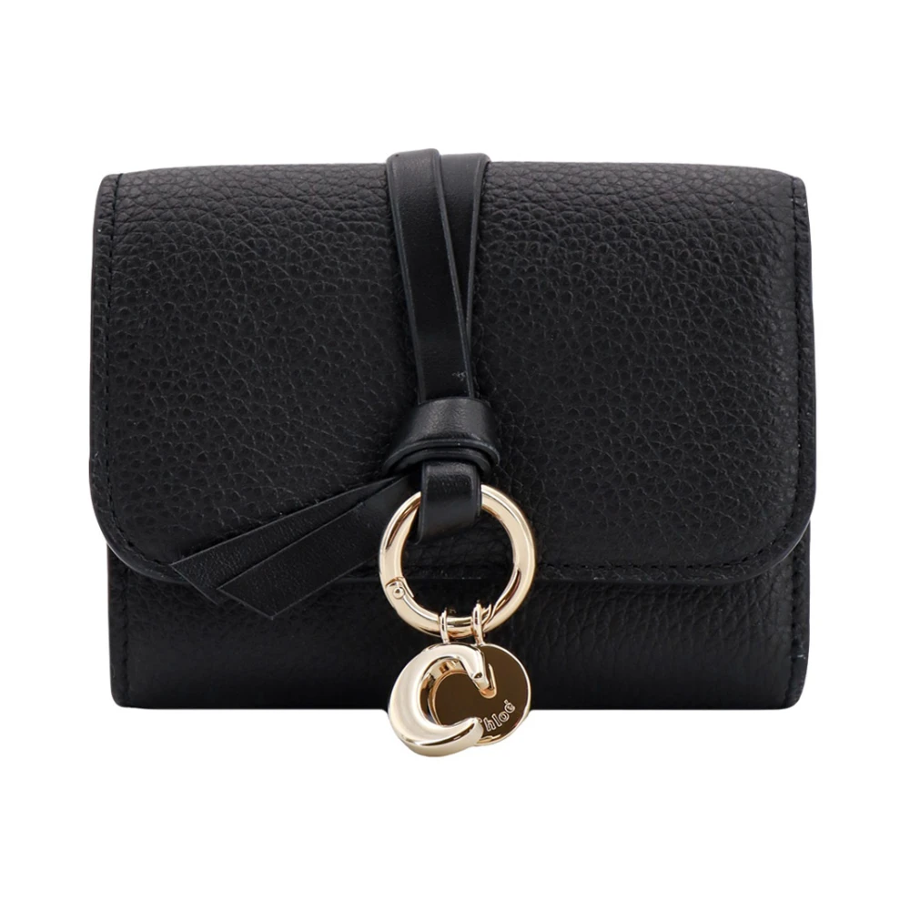 Chloé Women's Black Wallets & Cardholders, One Size, Metal Monogram Leather Wallet