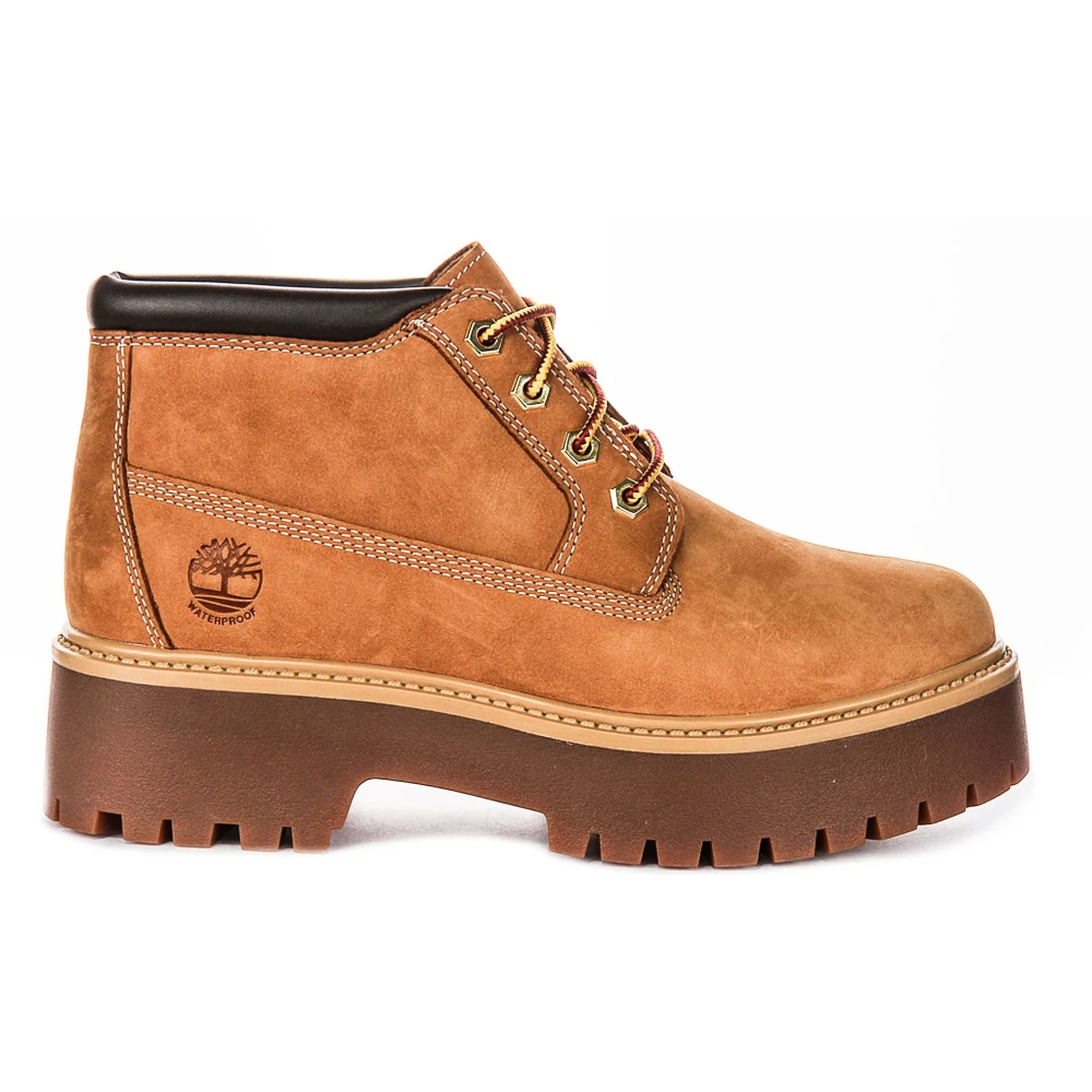 Timberland Women's Brown Lace-Up Boots, 4 Uk, Nubuck Leather Ankle Boots For