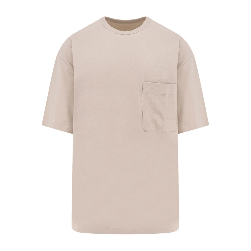 Lemaire Katoen Linnen Boxy T-shirt met Zak Beige Heren