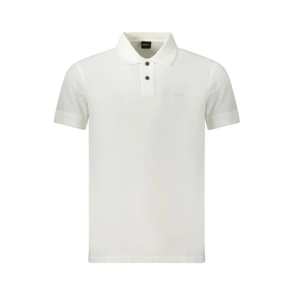 Hugo Men's White Polo Shirts, 3XL, Cotton Polo Shirt With Print