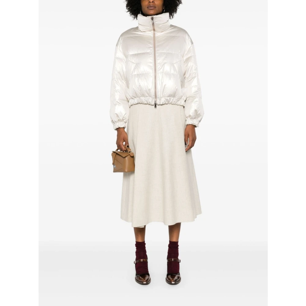 BRUNELLO CUCINELLI Iridescent Gewatteerde Witte Jas White Dames