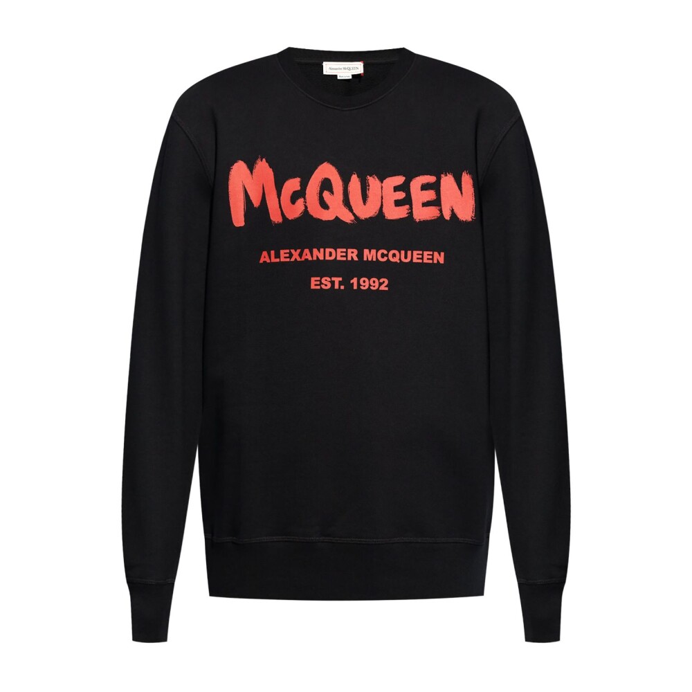 Black Cotton Logo Print Sweater Alexander McQueen Men s Fashion Miinto