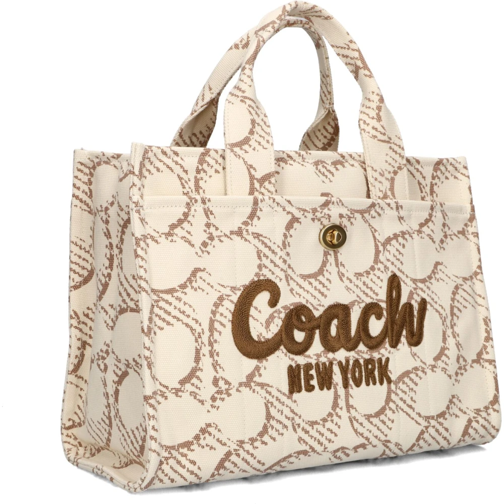Coach Beige Canvas Cargo Tote Tas Beige Dames