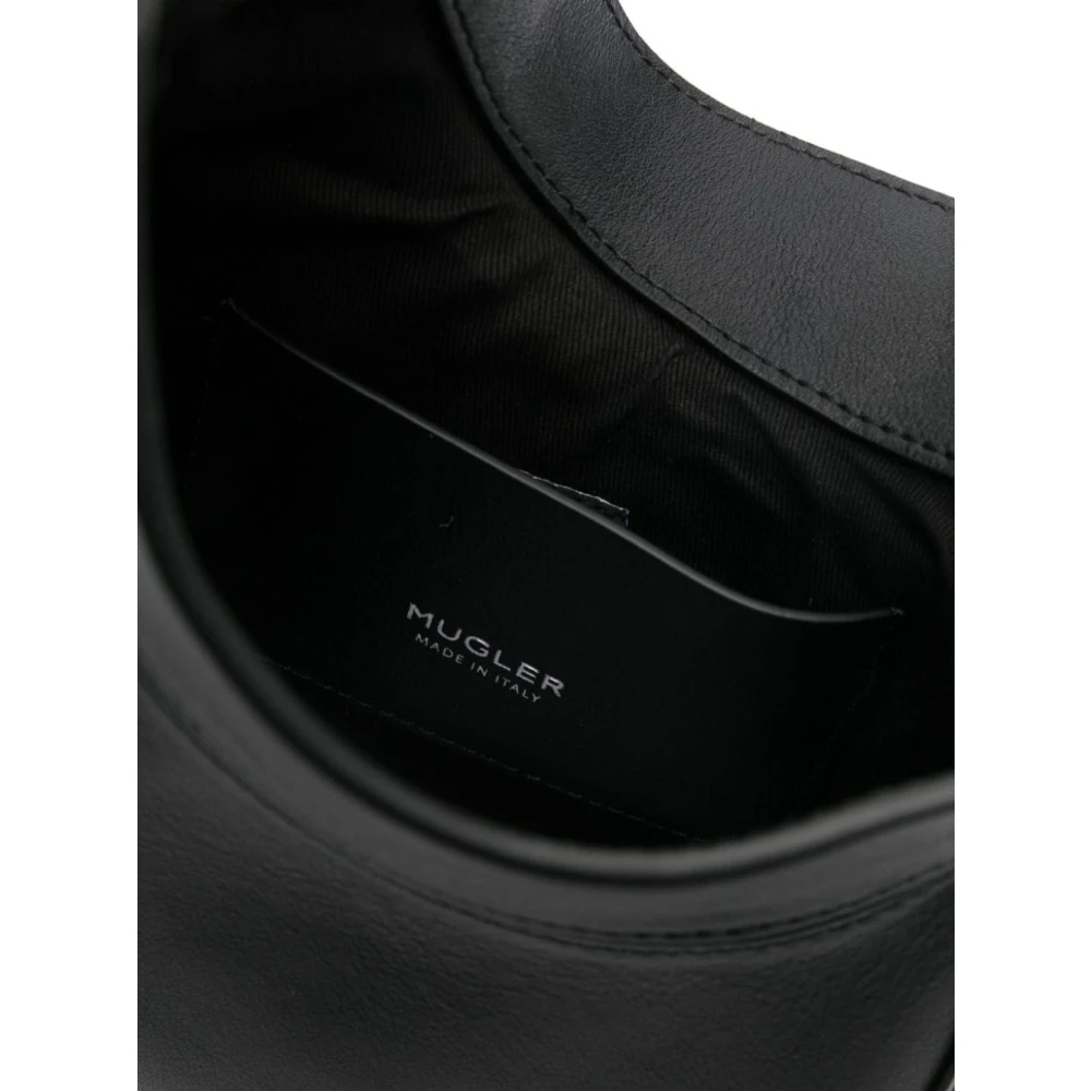 Mugler Zwarte Leren Curve-Edge Top Handtas Black Dames