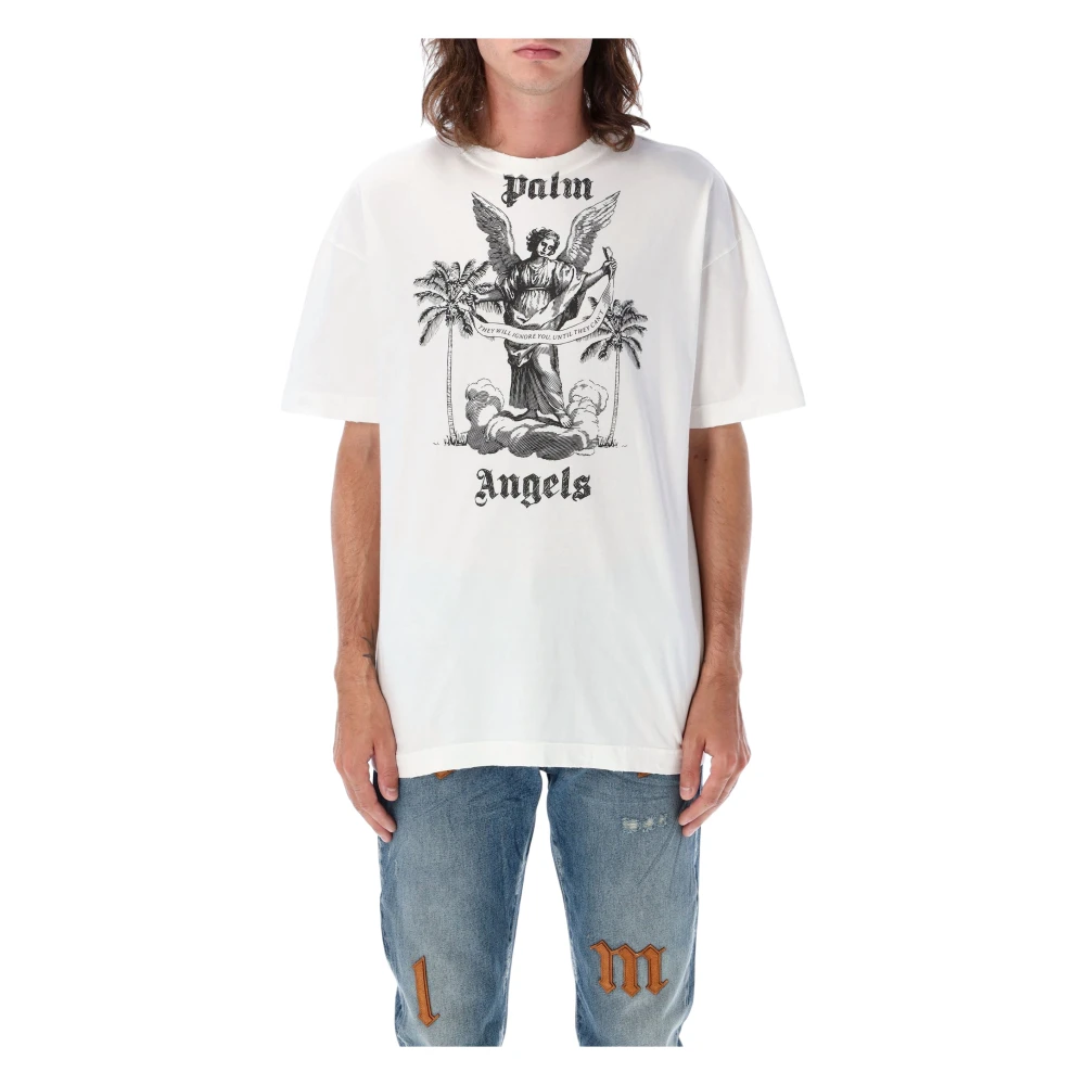 Palm Angels Wit University T-Shirt voor Heren White Heren