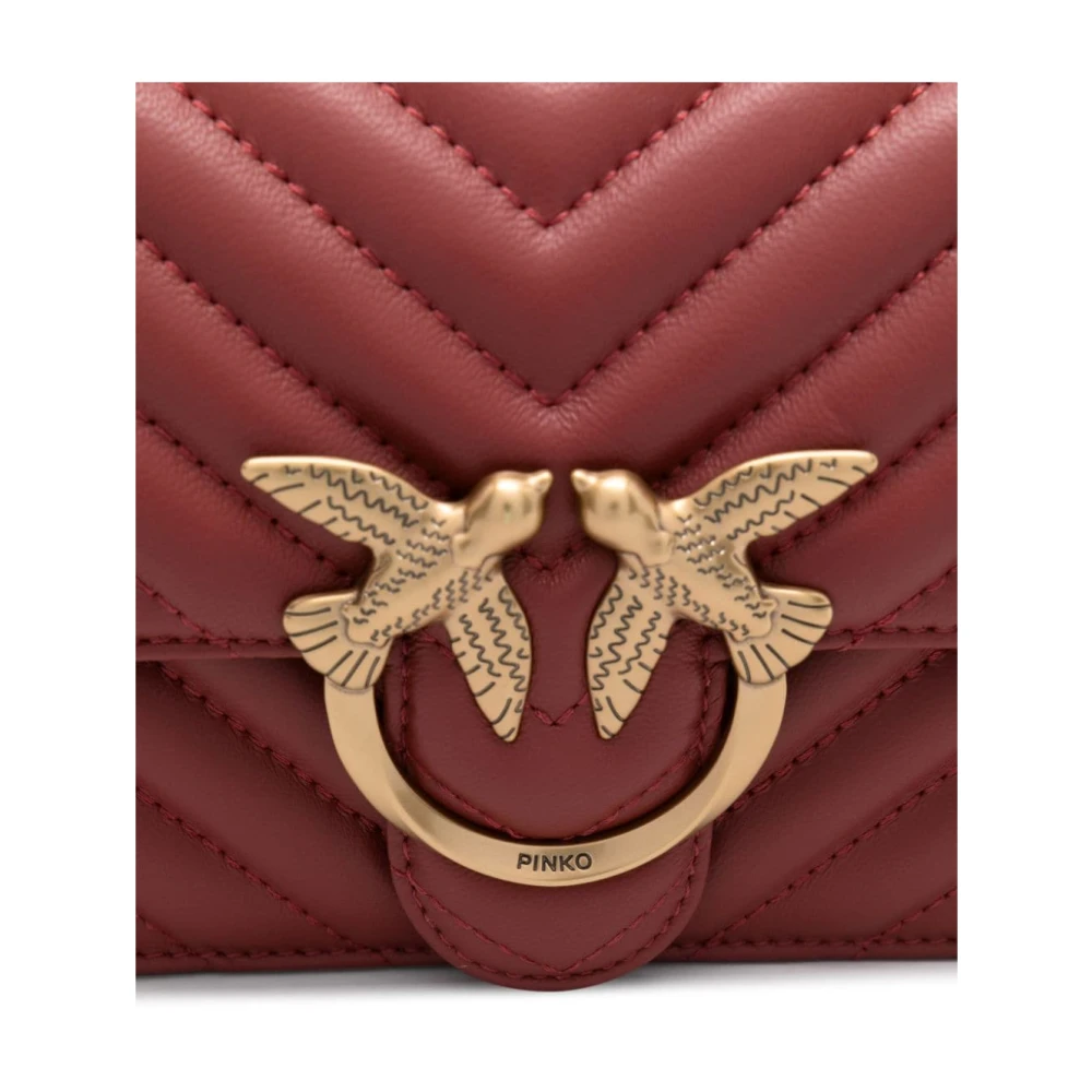 pinko Rode Chevron Gewatteerde Schoudertas Red Dames