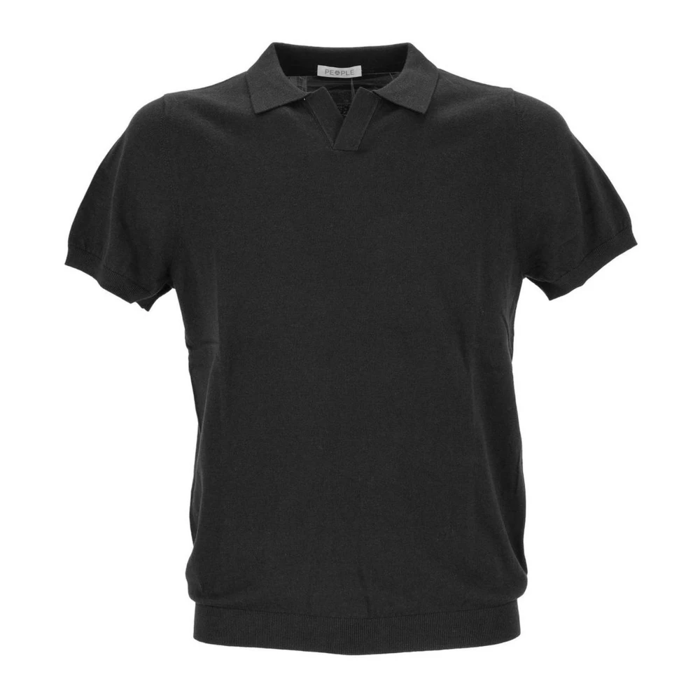 People of Shibuya Zwarte Katoen Kasjmier Poloshirt Mannen Black Heren