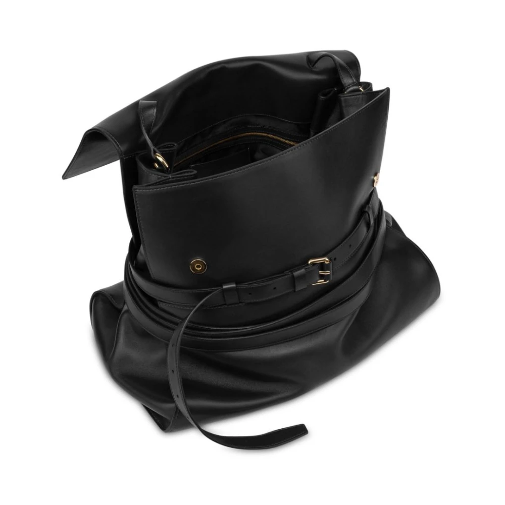 Moschino Zwarte Schoudertas met Korrelige Textuur Black Dames