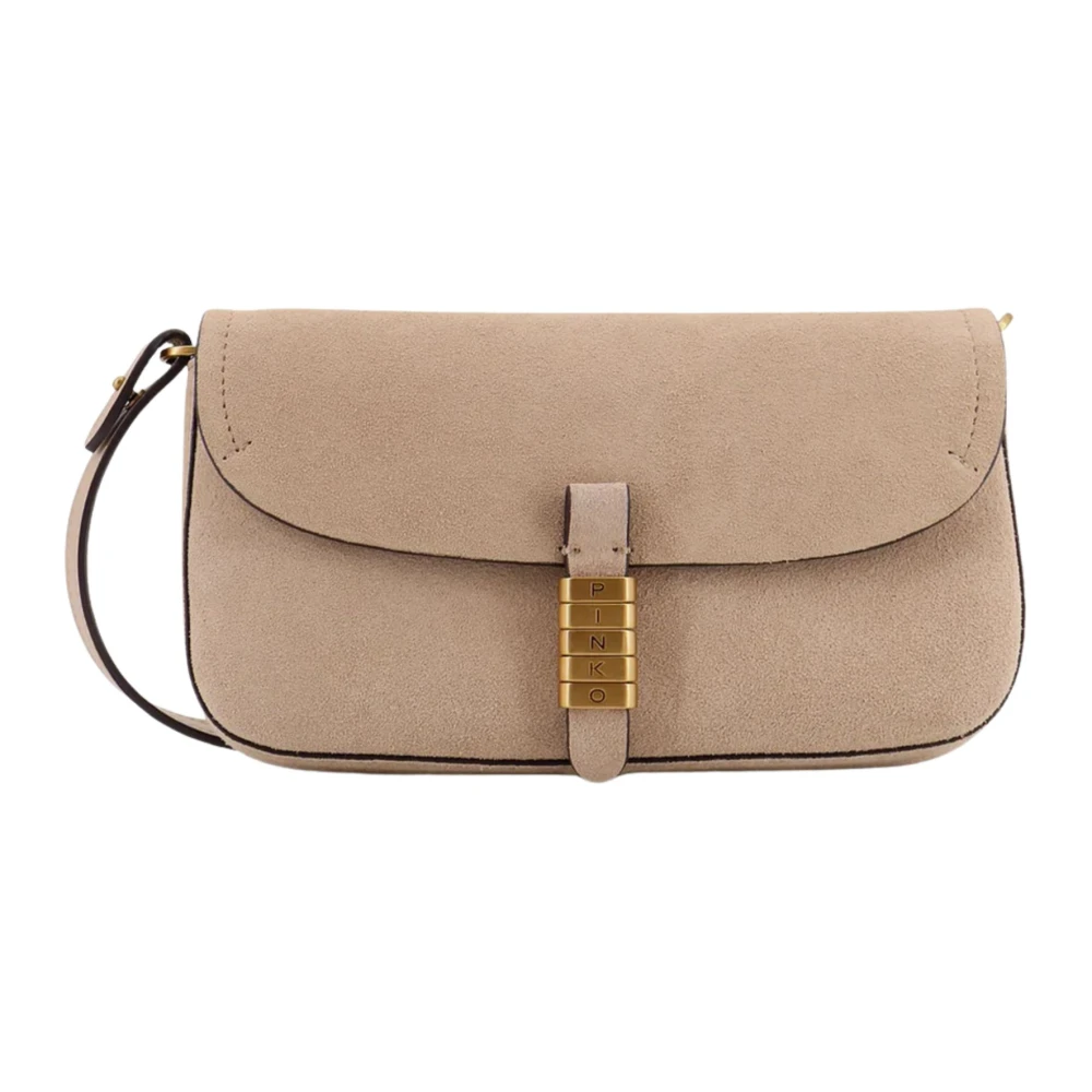 Pinko Women's Beige Saddle Flat Medium Shoulder Bag - Cross Body Bags - One Size - Bags