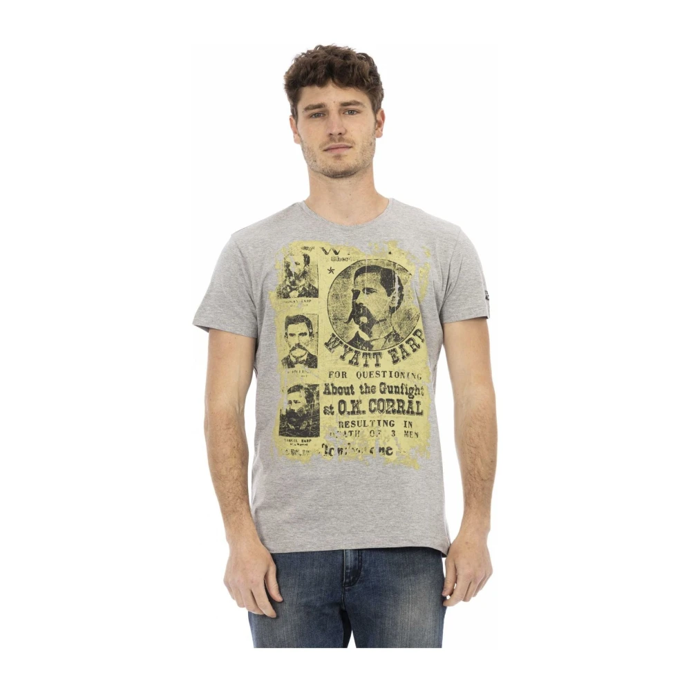 Trussardi Men's Gray T-Shirts, M, Casual Round Neck Short Sleeve T-Shirt