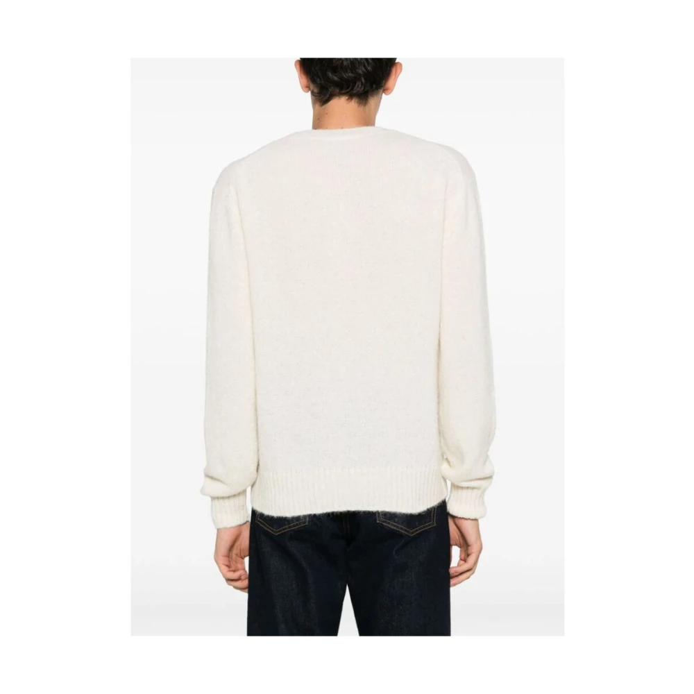 Tom Ford Alpaca Wool Crew Neck Sweater White Heren