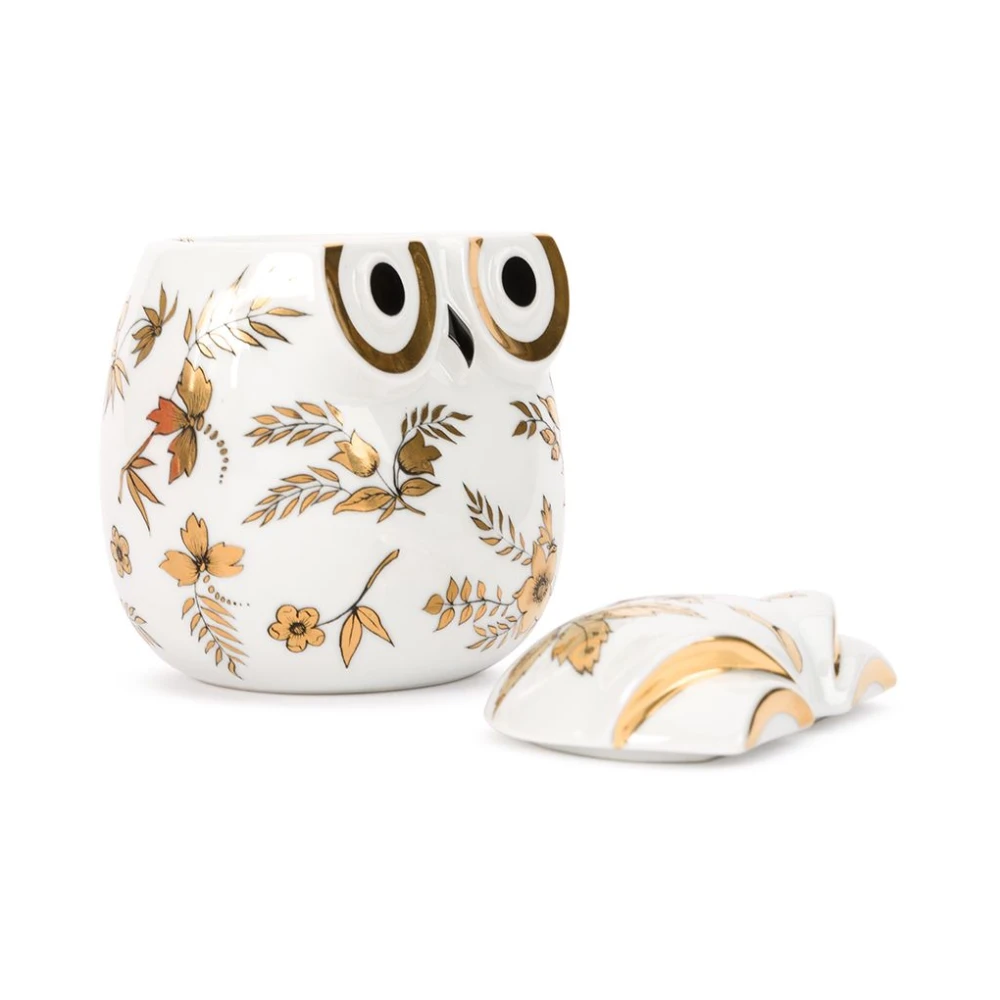 Fornasetti Uil Porseleinen Container Gouden Accenten White Dames