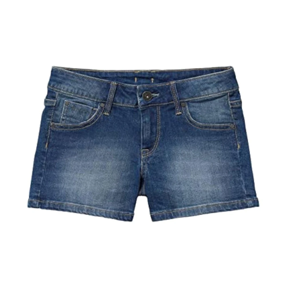 Pepe Jeans Denim Foxtail Shorts med Logo Broderi Blue, Flicka