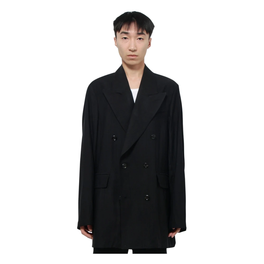 Our Legacy Sharp DB Zwarte Viscose Blazer Black Heren