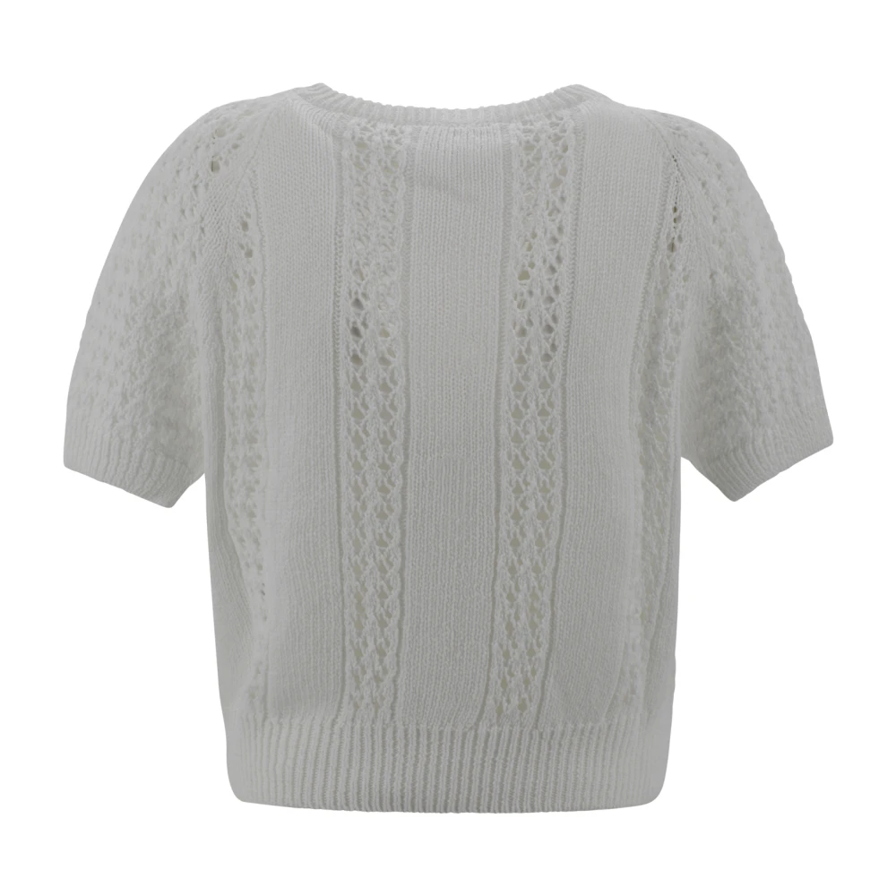 D.Exterior Witte Mesh Crew Neck Top White Dames
