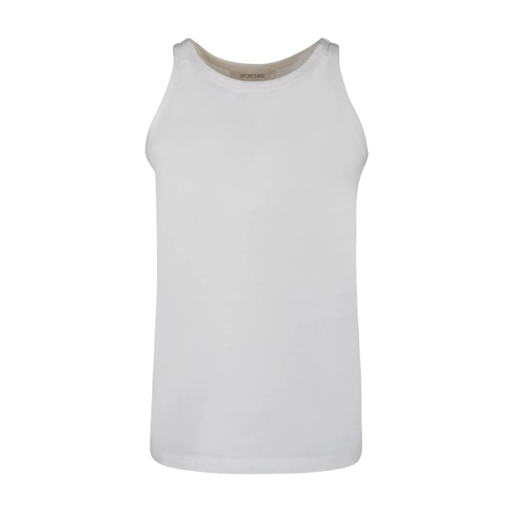 SPORTMAX Witte Geribbelde Gebreide Tanktop White Dames