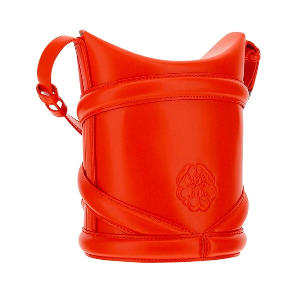 alexander mcqueen Curve Bucket Tas met Magnetische Sluiting Orange Dames