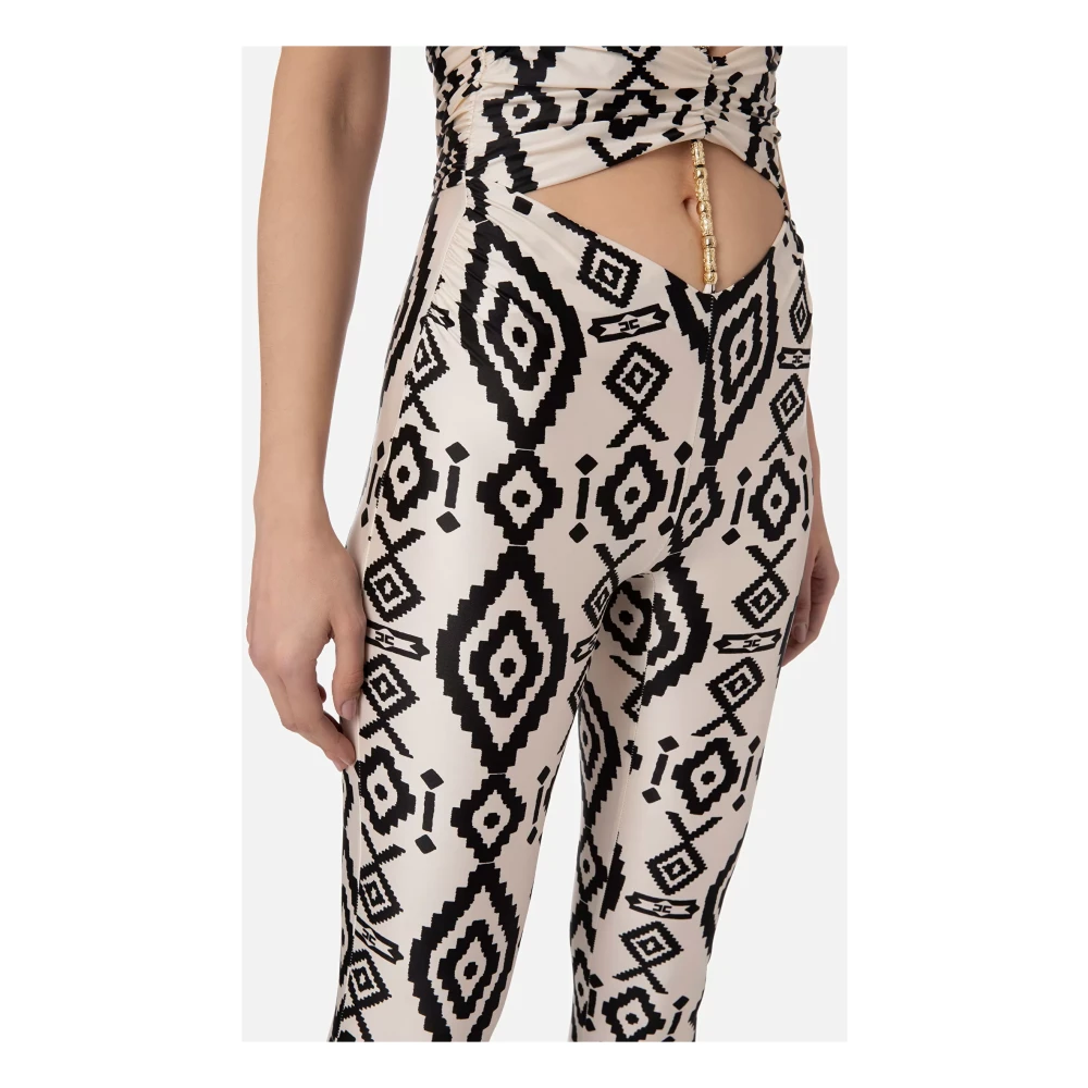 Elisabetta Franchi Etnische Print Leggings Yellow Dames