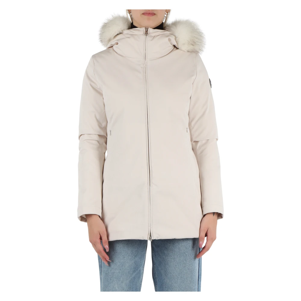 Colmar Stretchstof Pureness donsjack met bontdetail White Dames