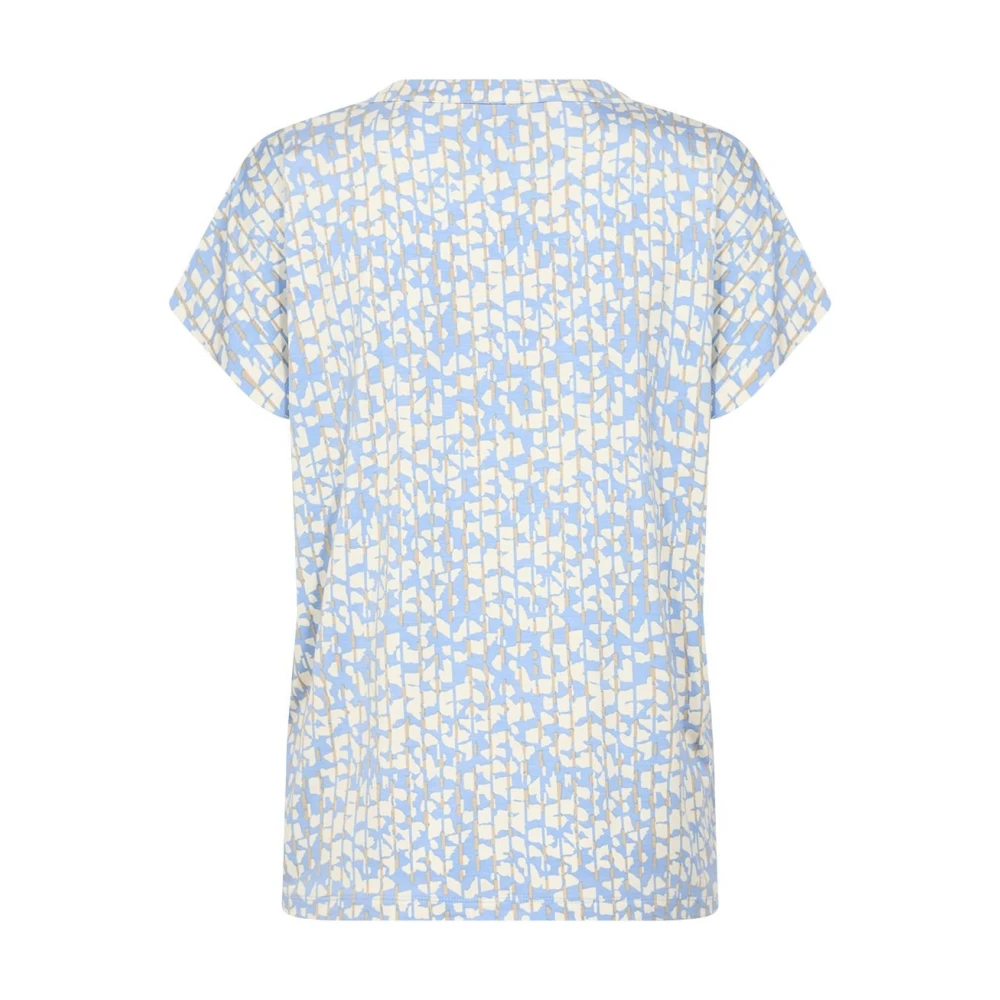 Soyaconcept Geometrische Print V-Hals Shirt Blauw Blue Dames