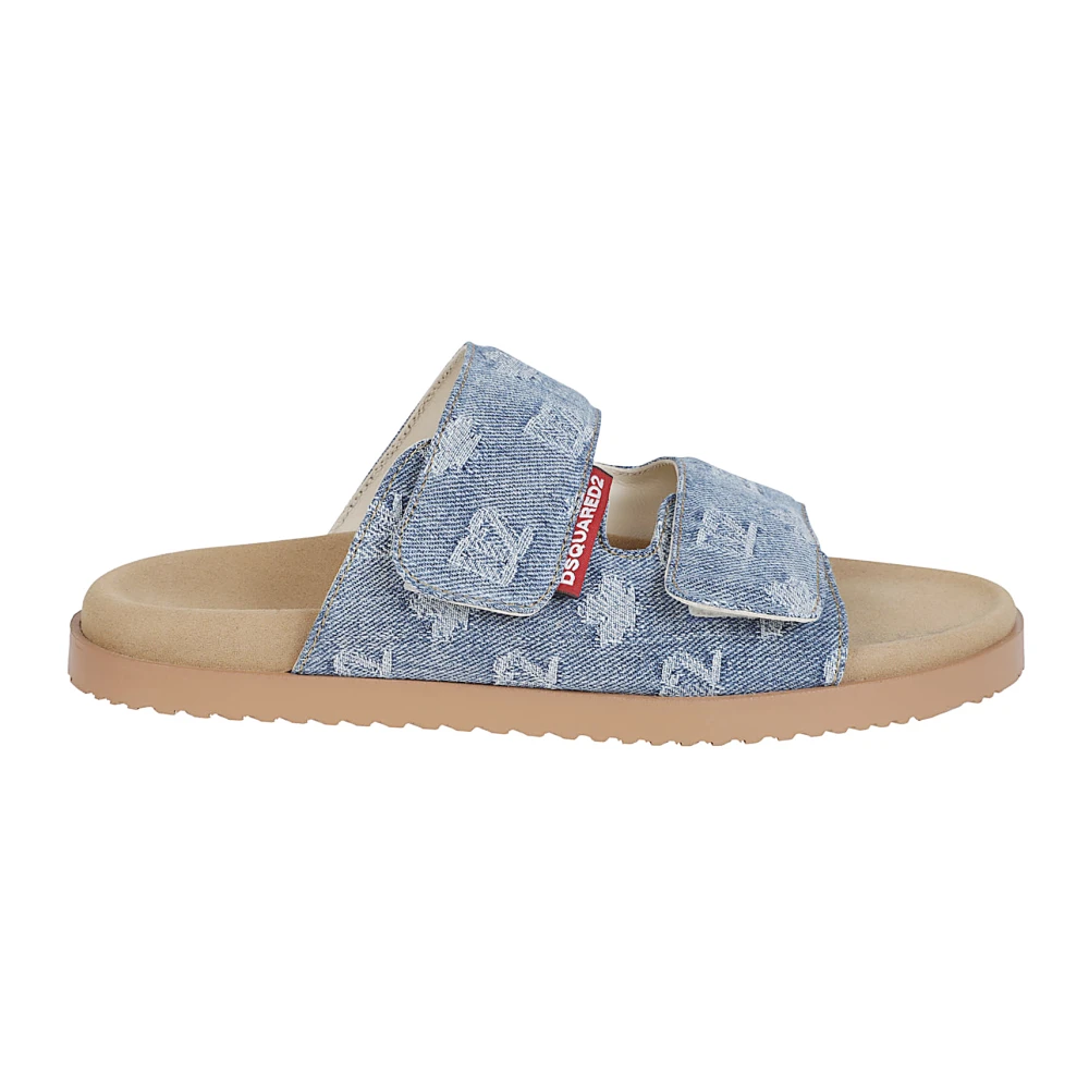 Dsquared2 Men's Blue Sliders, 6 Uk, Monogram Flat Sandals