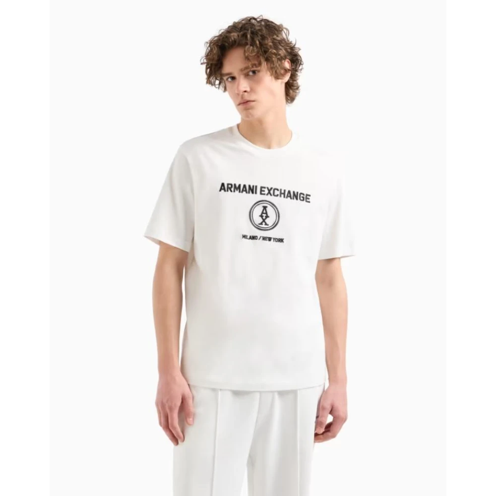 Armani Exchange Katoenen Jersey Relaxed Fit T-shirt White Heren