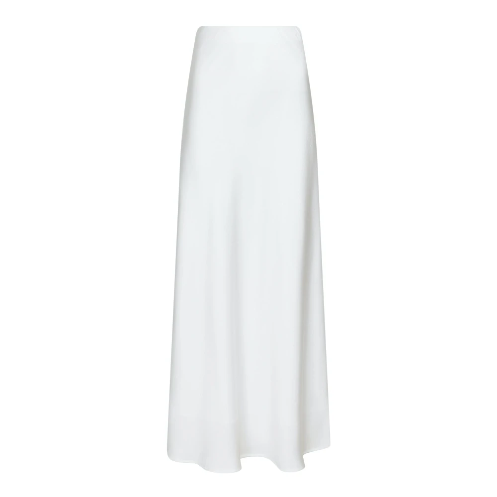 NEO NOIR Elegant Sateen Bias Cut Skirt White Dames