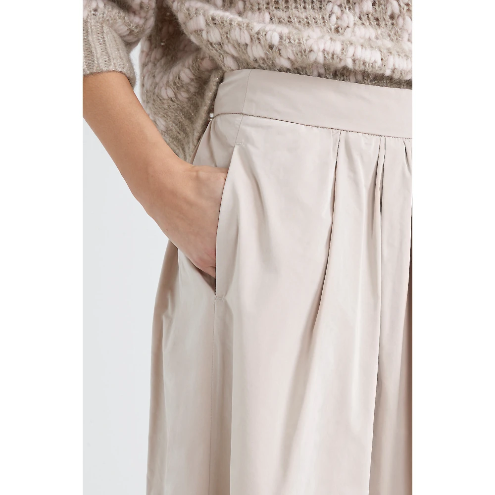 PESERICO Technische tafzijden lange geplooide rok Beige Dames