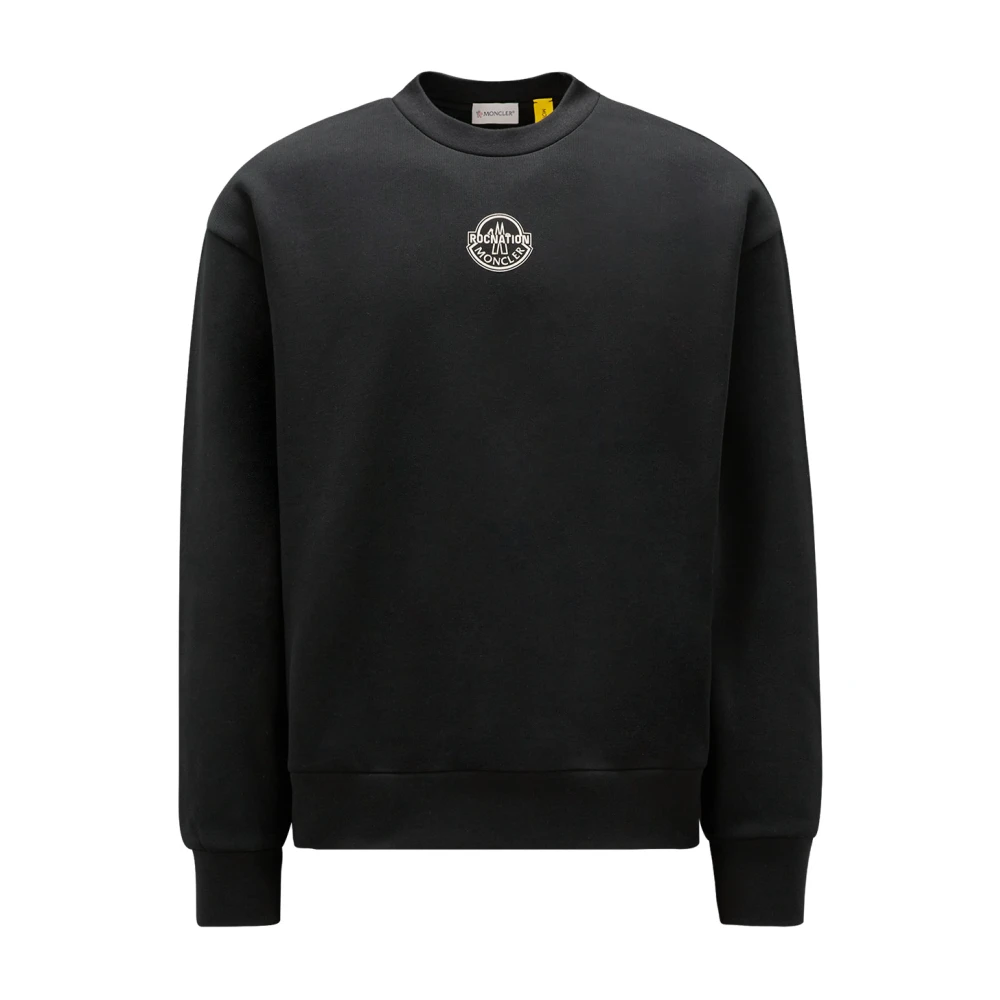 Moncler Zwarte Sweaters met Ingedrukt Logo Black Heren