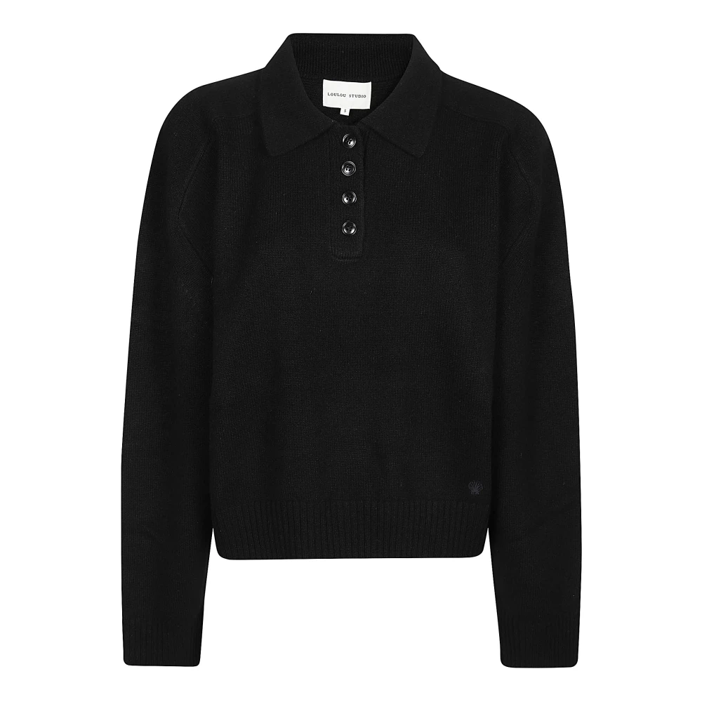 Loulou Studio Klassieke Polo Sweater Black Dames