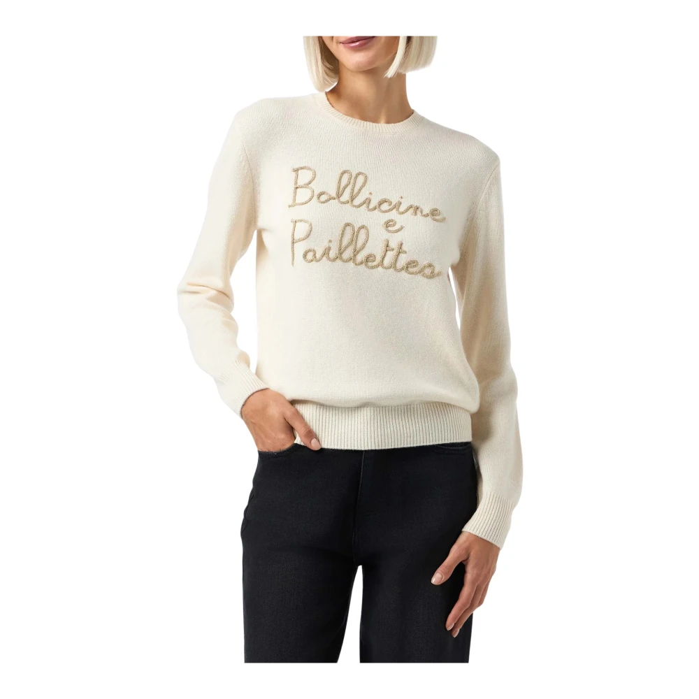 Saint Barth New Queen Sweater Beige Ribbed Collar Brown Dames