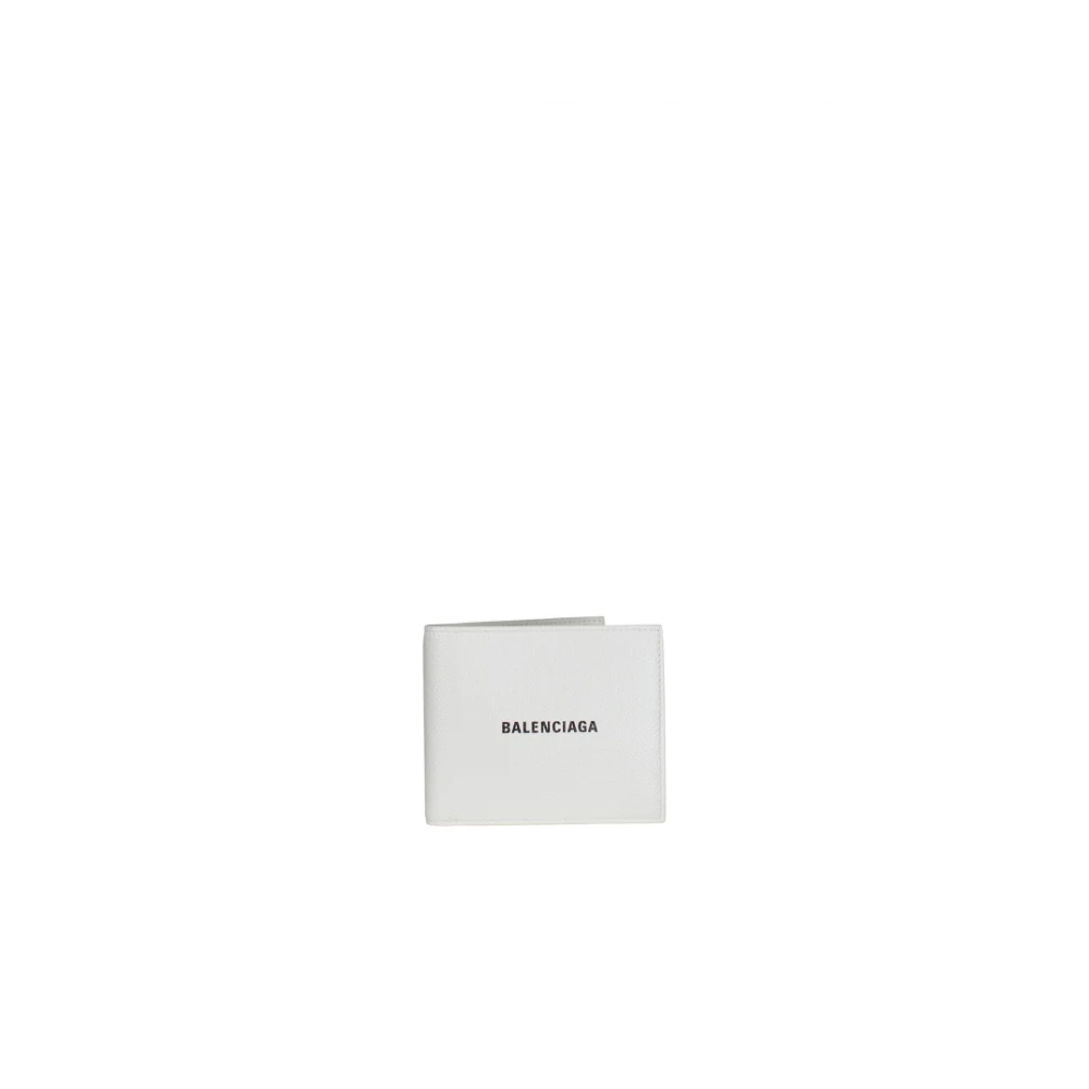 Balenciaga Witte Leren Portemonnee met Logo Print White Heren
