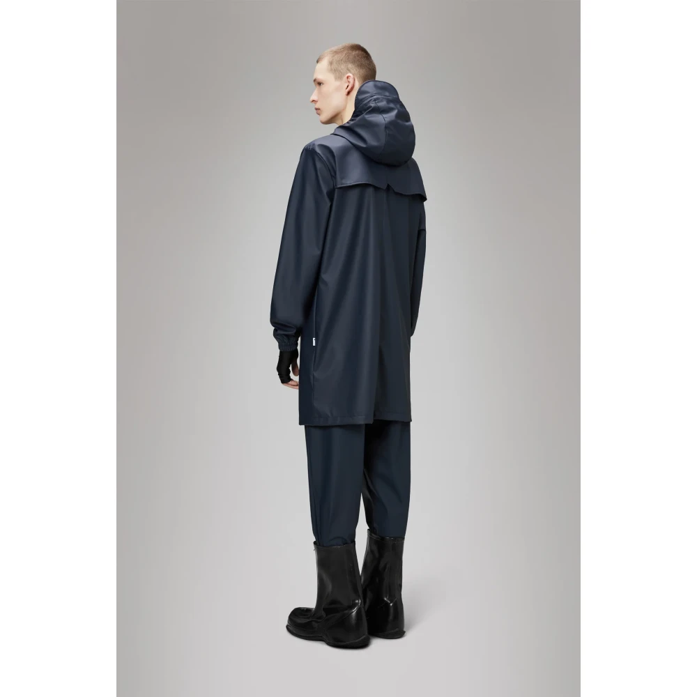 Rains Lange Storm Breaker Navy Waterdichte Jas Blue Heren