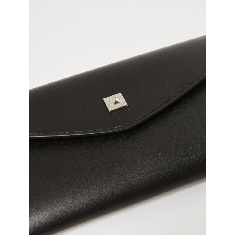 Max Mara Zwarte leren envelopportemonnee met ketting Black Dames