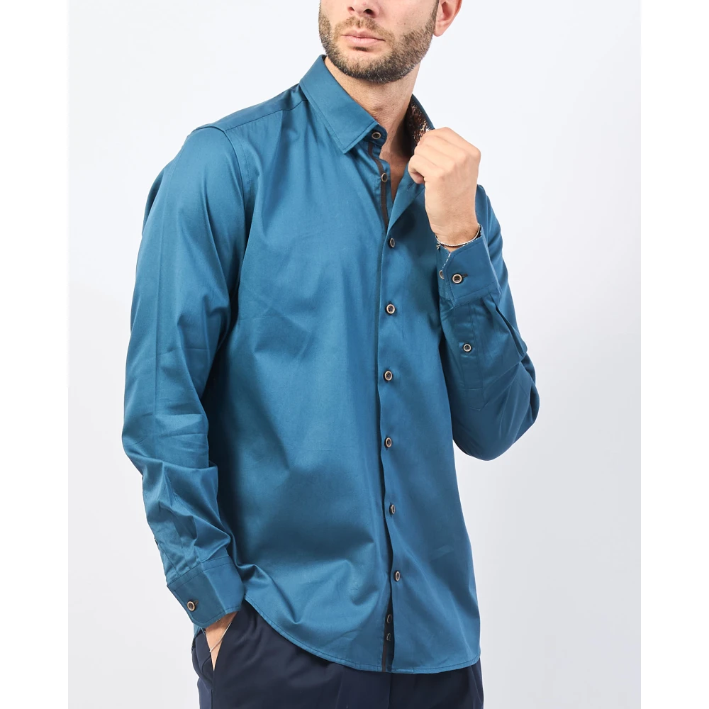 Bugatti Blauwe Overhemden met Klassieke Kraag Blue Heren