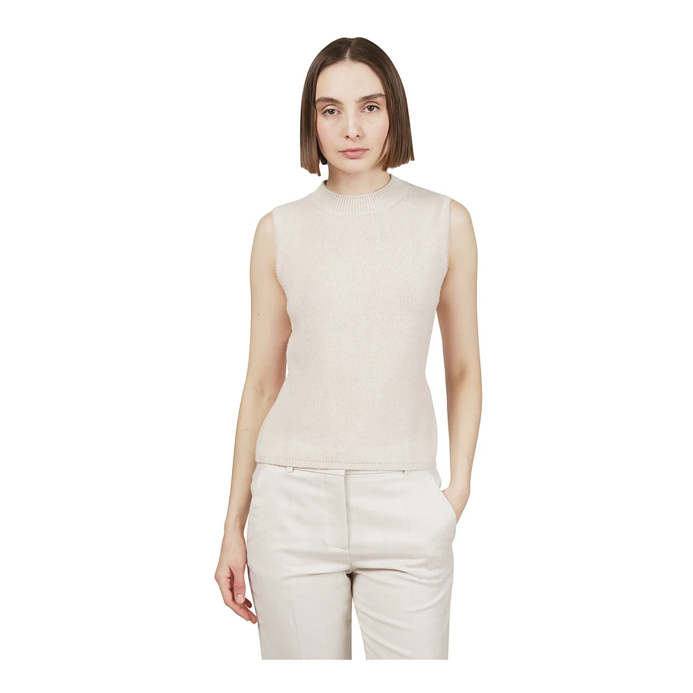 Eleventy Mouwloze Cashmere Top Beige Dames