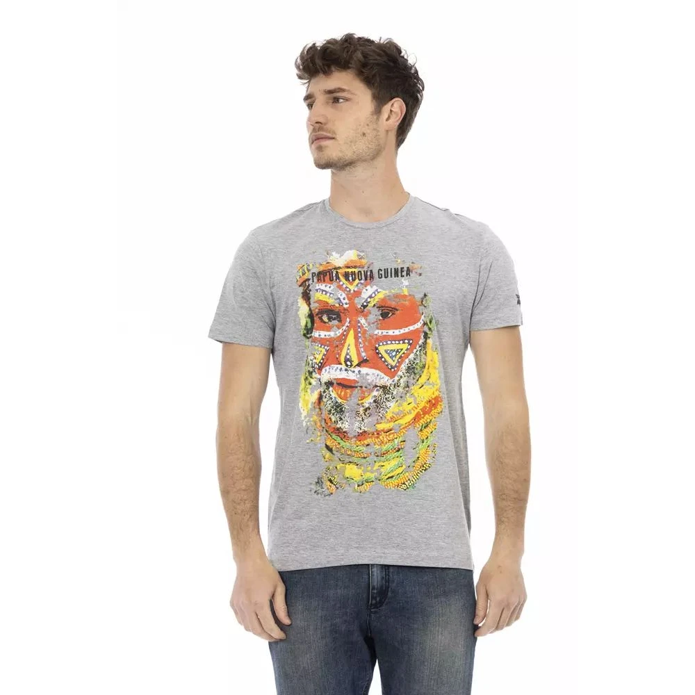 Trussardi Men's Gray T-Shirts, 2XL, Elegant Short-Sleeved Tee