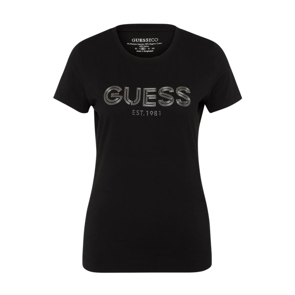 Guess Stretch Bio Katoenen T-Shirt Zwart Black Dames